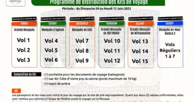 Hadj 2023 / Programme officiel de distribution des kits de voyage Hadj 2023 / Programme officiel de distribution des kits de voyage